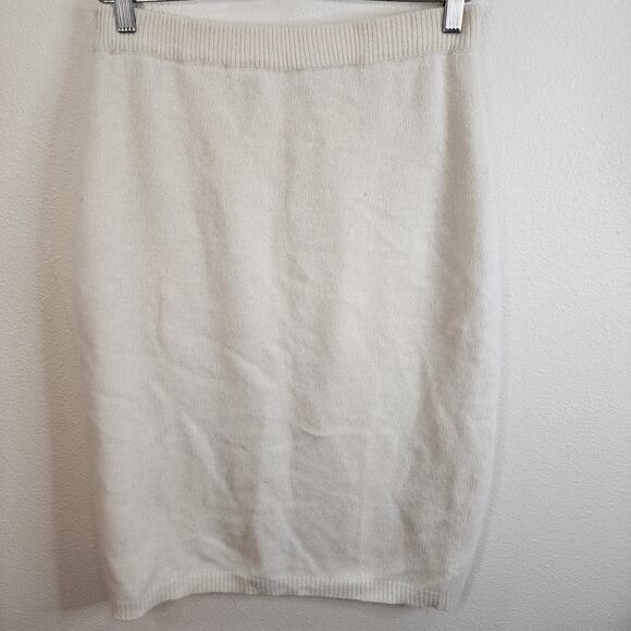 CMI Lambswool and Angora Women's Skirt Size Medium Ivory Minimalist Preppy Boho - Picture 1 of 6
